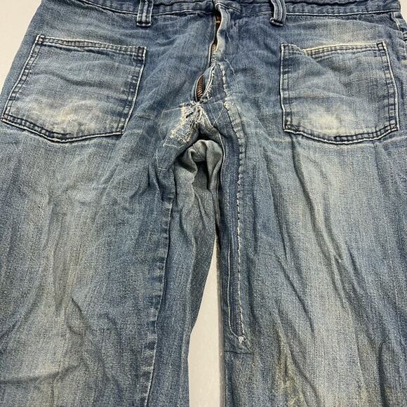 Vintage 60s 70s Blue Denim Bell Bottom Seafarers 36x30 - Picture 2 of 5